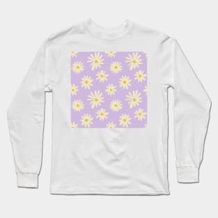 1970 daisy retro flower pattern Long Sleeve T-Shirt